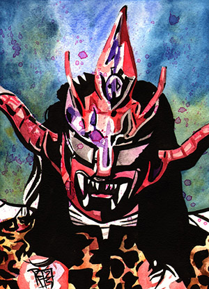 Cwc, Jushin Thunder liger, art, Japan, njpw, painting, mask, portrait, wwe