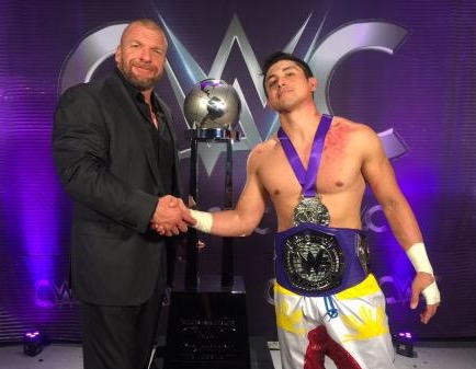 TJ Perkins, HHH, Triple H, CWC, wwe, Cruiserweight champion, trophy, finals